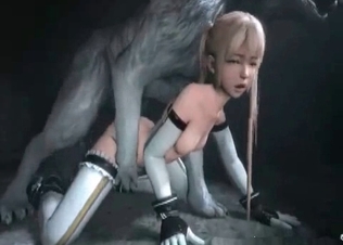 Impressive 3D girl fucks with a truly crazy beast