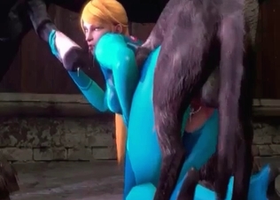 Two black beasts are banging a hot zoophile blonde