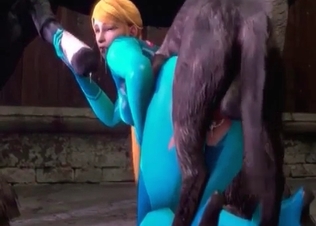 Two black beasts are banging a hot zoophile blonde