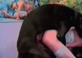 Big black hunter impales her wide-opened tight twat