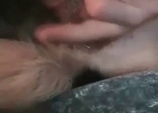 Male fucks with an animal in the doggy style pose