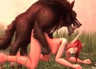 Redhead beauty is being pounded by the beast