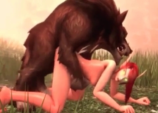 Redhead beauty is being pounded by the beast