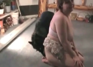 Dark puppy fucks her small twat so freaking fast
