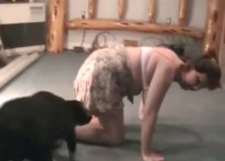 Dark puppy fucks her small twat so freaking fast