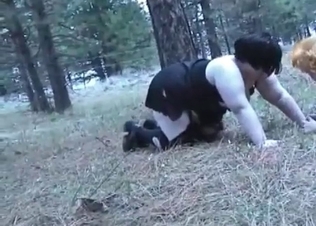 Two fat zoophiles are fucking with the dogs in the forest