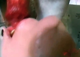 Sweet chick is swallowing animal sperm with pleasure