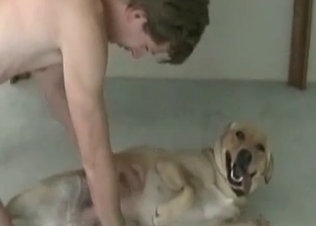 Young zoophile is enjoying dirty dog sex