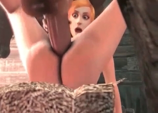 Insanely giant horse fucks a sexy 3D woman