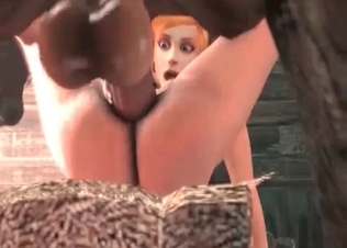 Insanely giant horse fucks a sexy 3D woman