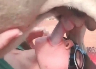 Zoophile spread her legs in front her dog