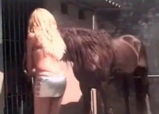 Leggy blonde is enjoying crazy zoo porn