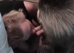 Oral action with a nice dog