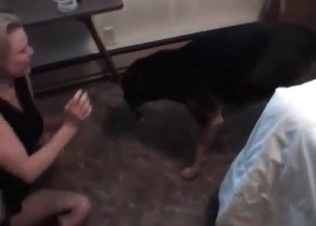 Oral action with a nice dog