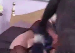 Muscled dog impales her twat