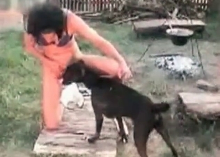 Kinky lady is enjoying animal cock