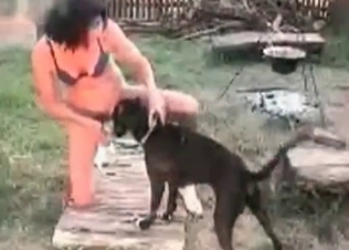 Kinky lady is enjoying animal cock