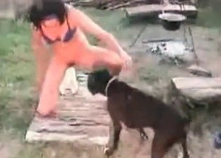 Kinky lady is enjoying animal cock