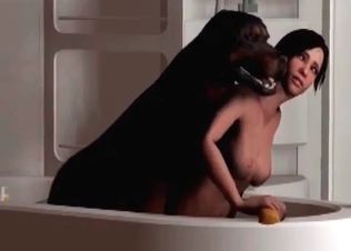 Busty 3D zoophile and her Doberman