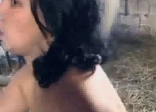 Horse cums in her small mouth