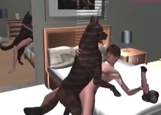 Astonishing chick and her 3D doggy