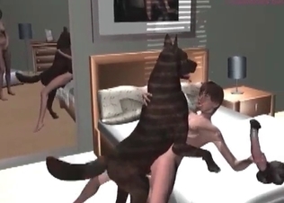 Astonishing chick and her 3D doggy