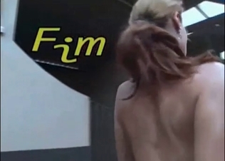 Slender babe enjoys big horses