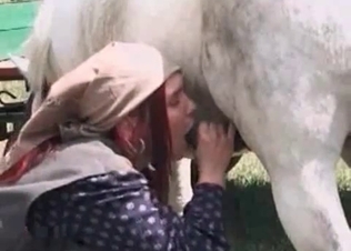 Farm girl takes a horse wiener