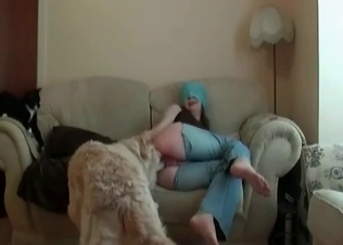 Hairy doggy is fucking her ass