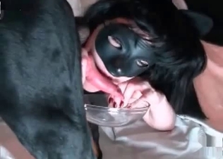 Masked babe enjoys nasty bestiality