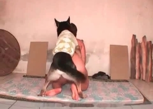 Kinky zoophile and her trained dog
