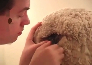 Dude eagerly eating sheep's pussy
