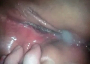Riveting close-up shots of a creampie