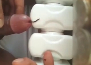 Worm crawling up this dude's penis big time
