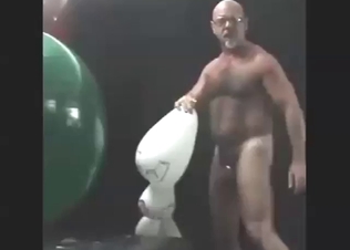 Old dude fucks a rabbit ballon or something