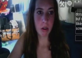 Dorky webcam girl talked into fucking her pet