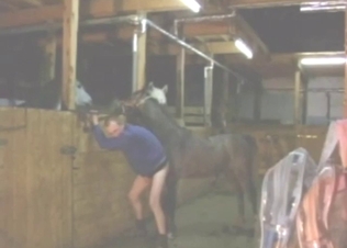 XXX gape scene with a guy who moans with horse